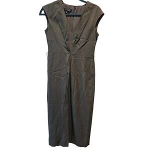 Calvin Klein NWT Archipelago Crepe Sleeveless Dress Cinched V-Neck 4 Brown